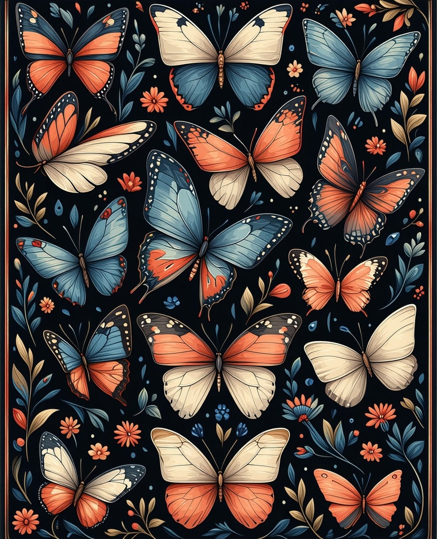 Vibrant Butterfly Floral Pattern Design Rug