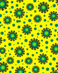 Retro Green Floral Dot Pattern Rug