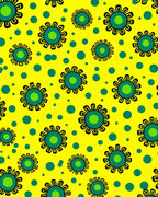 Retro Green Floral Dot Pattern Rug