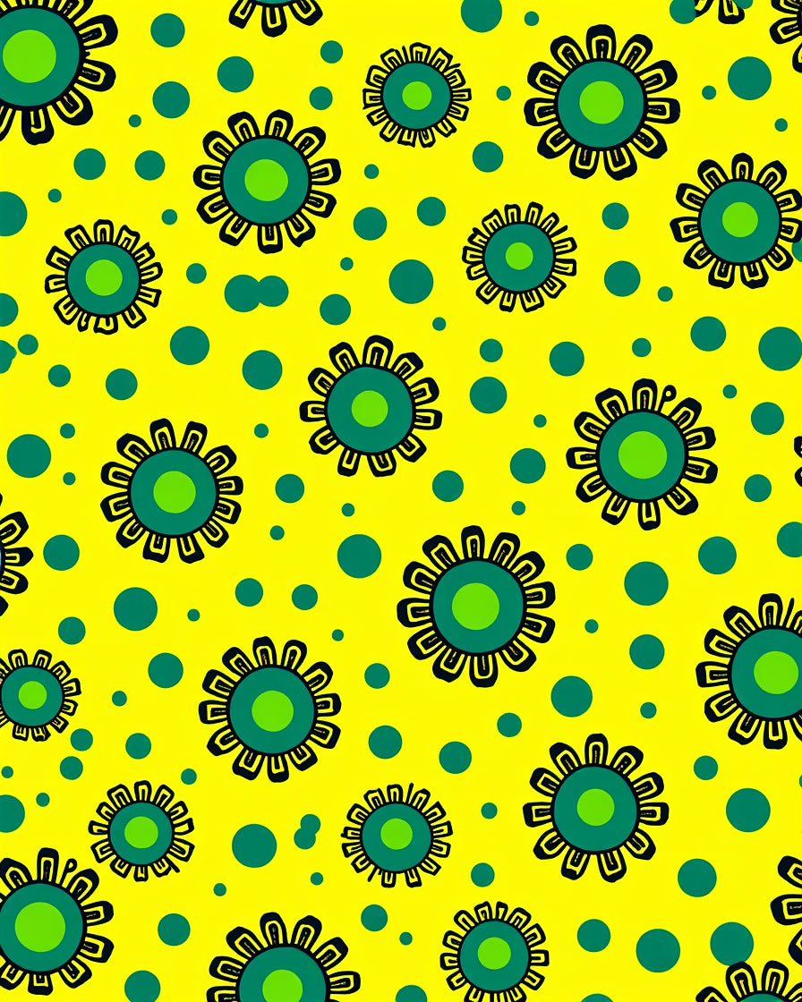 Retro Green Floral Dot Pattern Rug