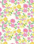 Dainty Pink Yellow Floral Design Rug