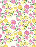 Dainty Pink Yellow Floral Design Rug