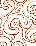 Cream Brown Swirl Curvy Abstract Rug