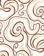 Cream Brown Swirl Curvy Abstract Rug