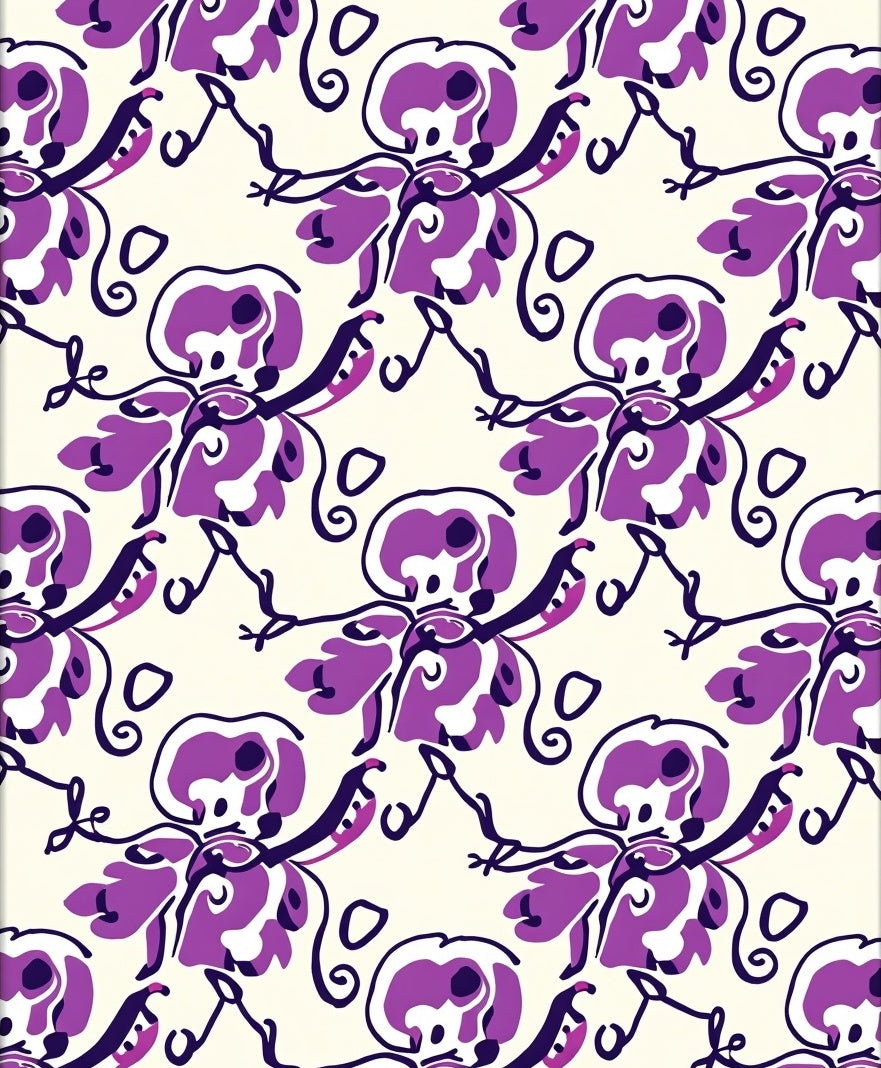 Abstract Purple Floral Whimsical Design Rug