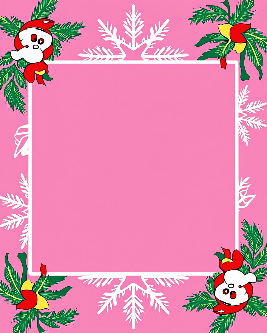 Whimsical Santa Snowflake Pink Rug