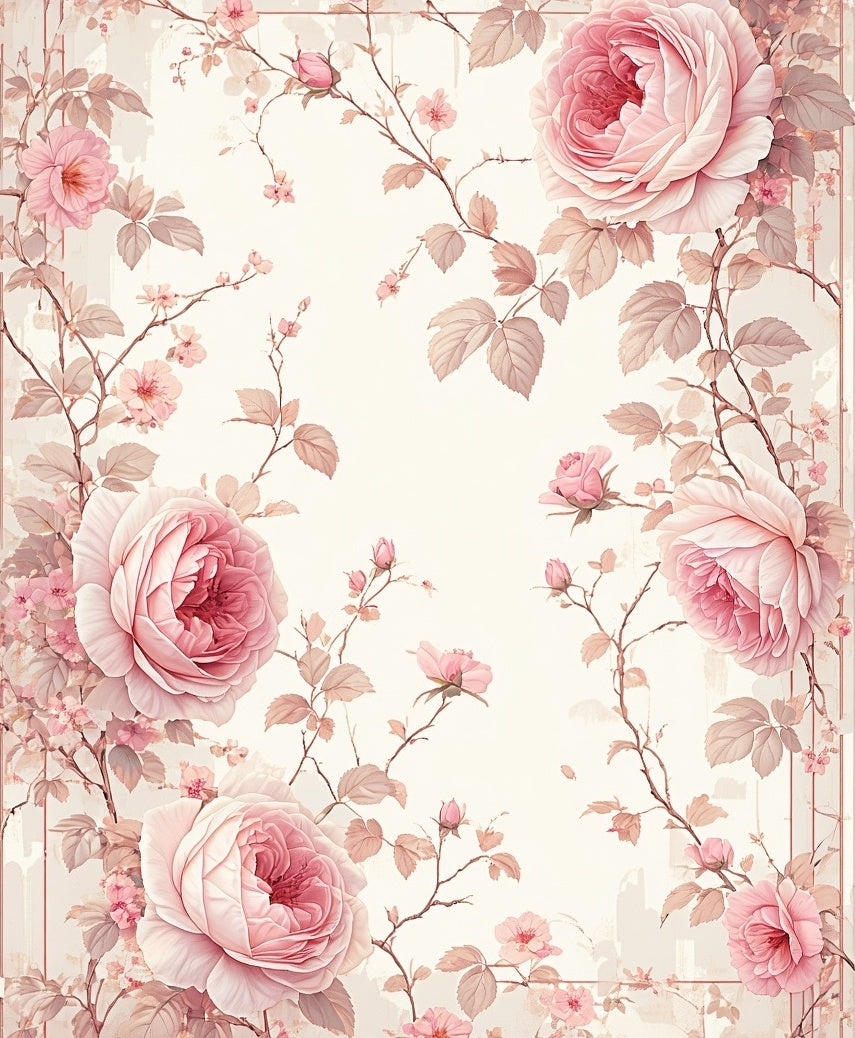 Vintage Rose Floral Garden Design Rug