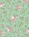 Pink Unicorn Floral Vine Pattern Rug