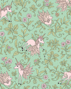 Pink Unicorn Floral Vine Pattern Rug