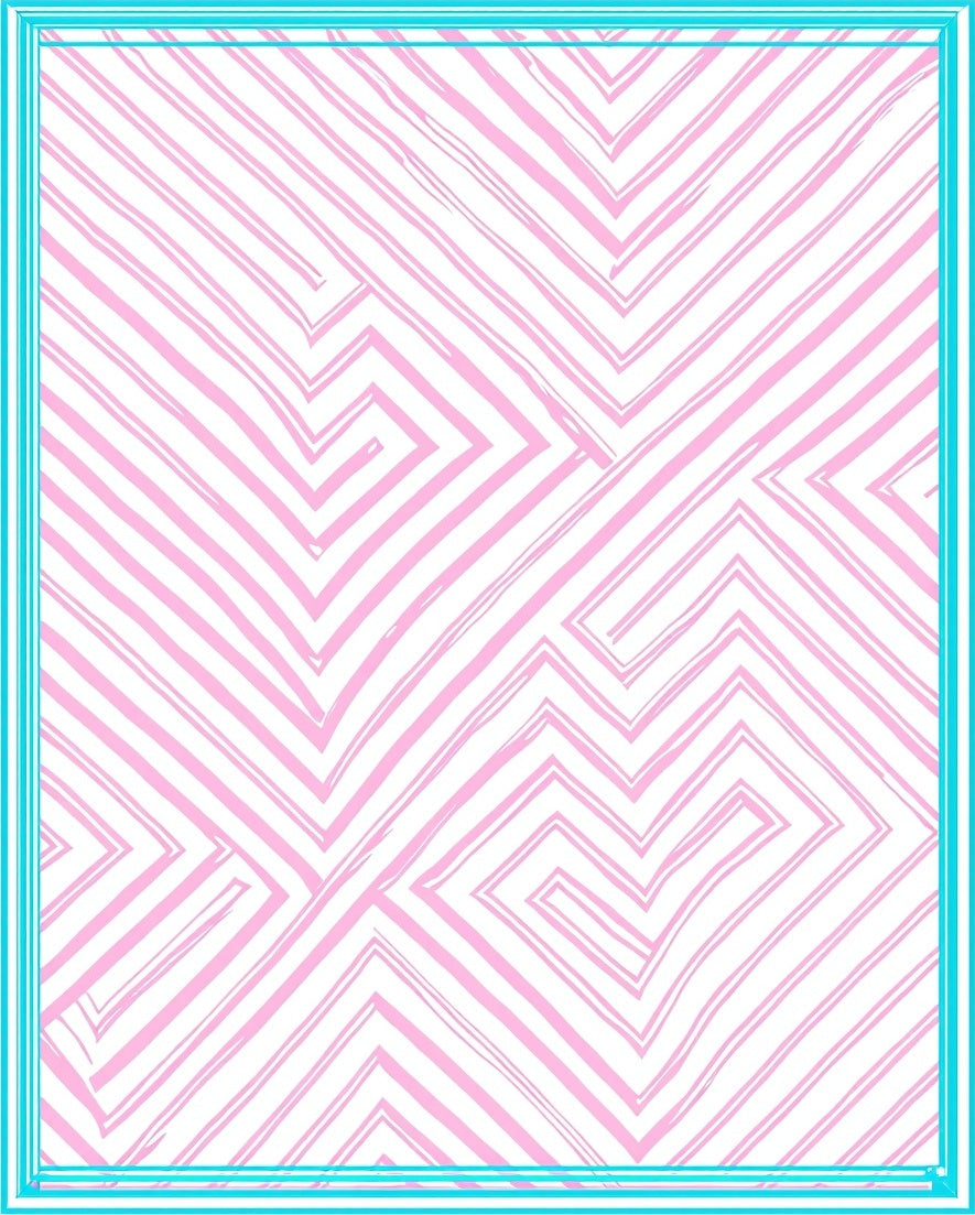 Pink Geometric Lines Design Rug