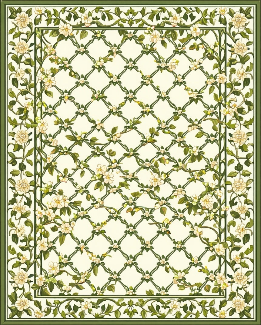 Vine Lattice Floral Pattern Rug