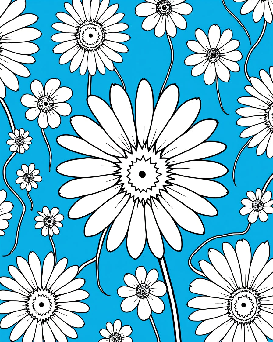 Daisies on Vivid Blue Background Rug