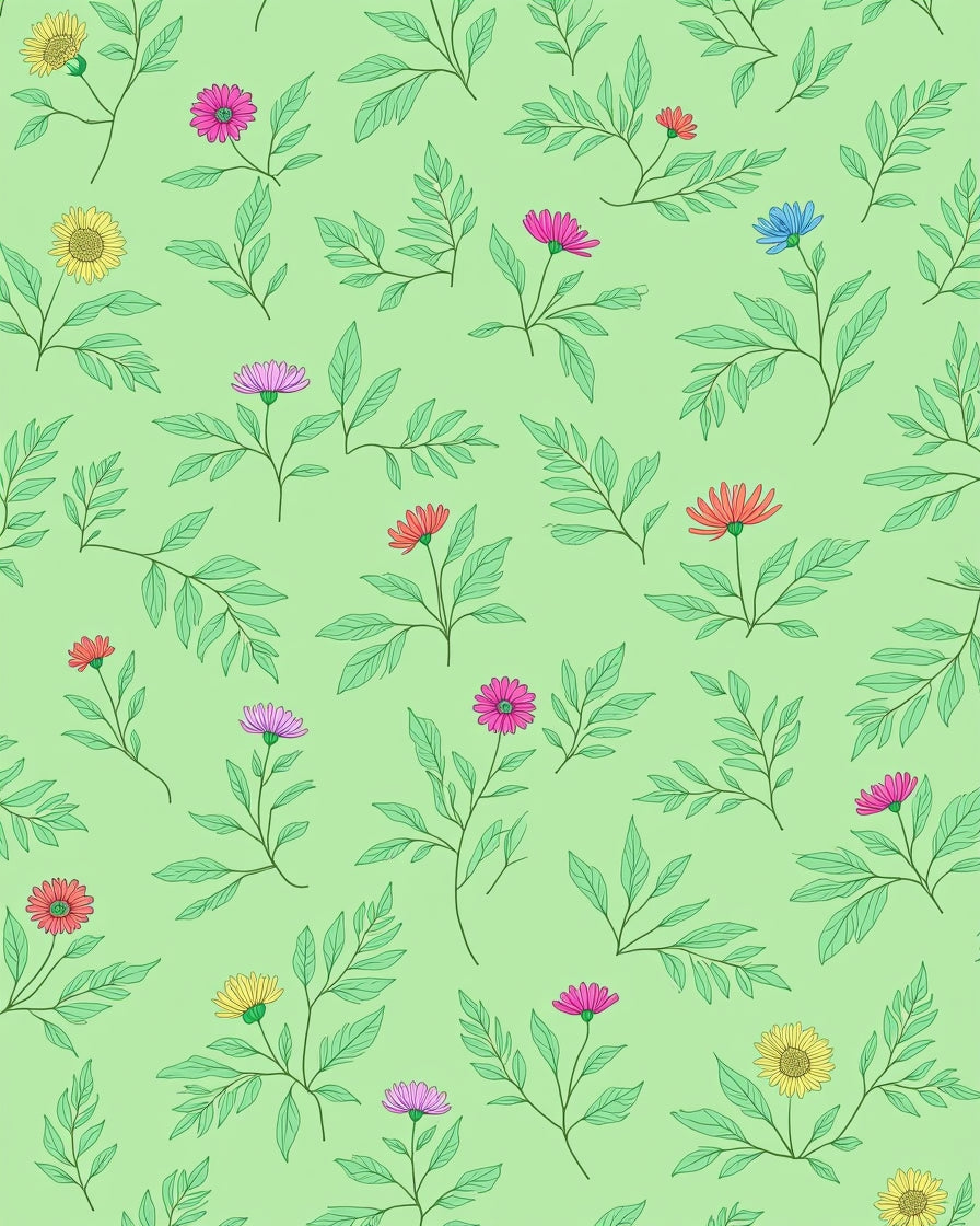 Floral Branch Pattern With Pink Yellow Blooms Rug