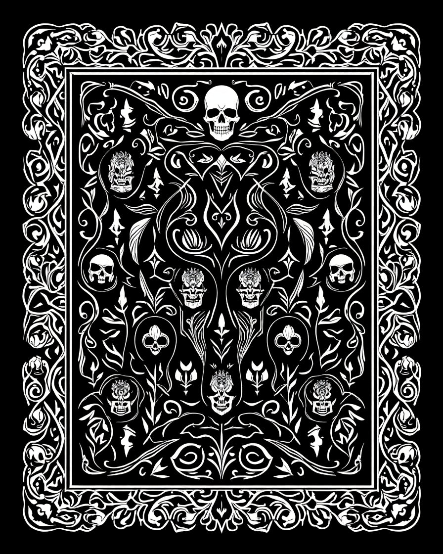 Gothic Skull Floral Ornament Rug