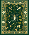 Emerald Garden Insect Floral Art Rug