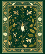 Emerald Garden Insect Floral Art Rug