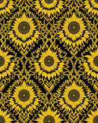 Bold Sunflower Geometric Pattern Rug