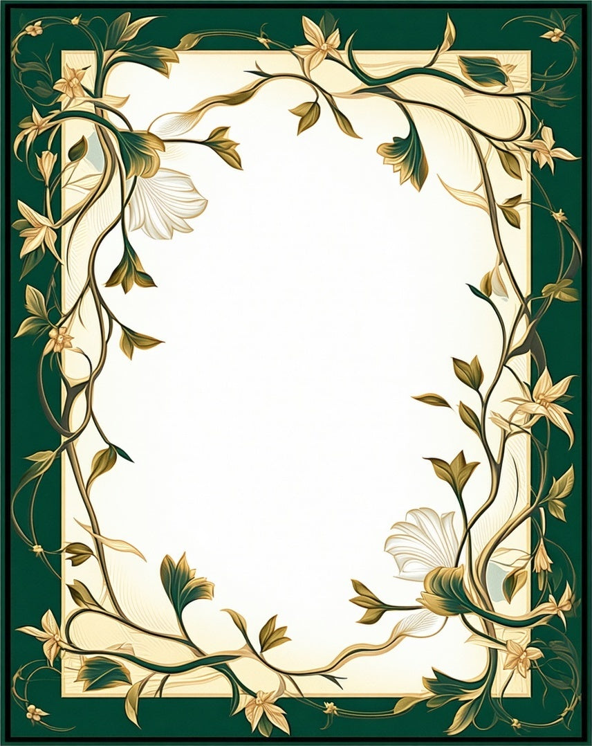 Elegant Cream Teal Floral Vine Rug