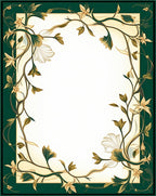 Elegant Cream Teal Floral Vine Rug