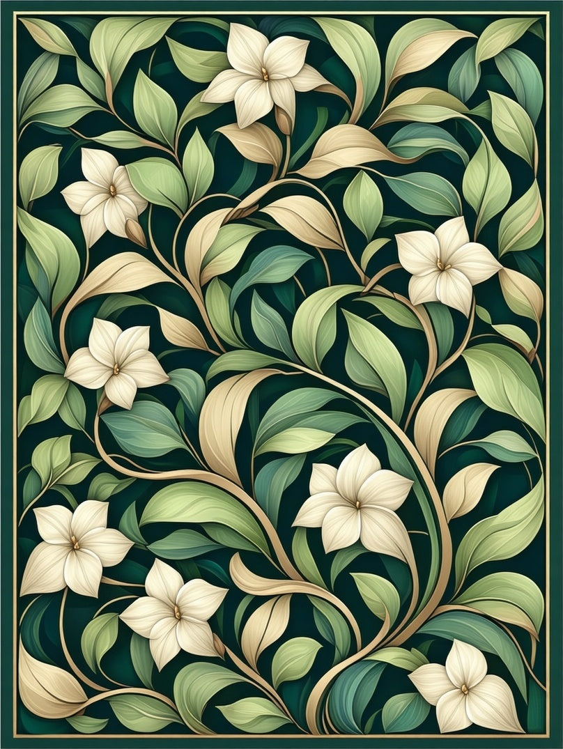 Ornate Floral Vine Pattern Rug