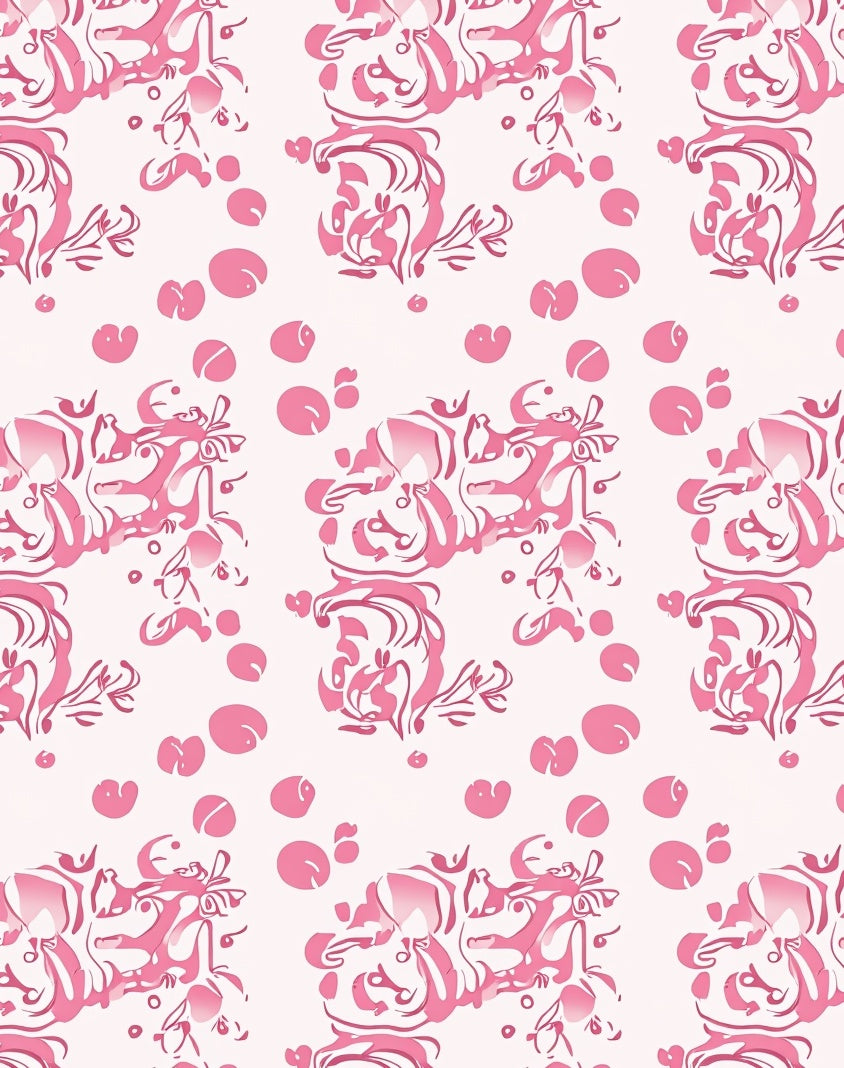 Abstract Pink Swirl Floral Pattern Rug