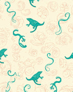 Frolicking Creatures Teal Floral Pattern Rug