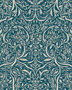 Teal Cream Vintage Floral Pattern Rug