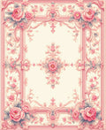 Elegant Pink Floral Scrollwork Pattern Rug
