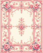 Elegant Pink Floral Scrollwork Pattern Rug