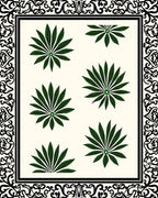Green Leaf Scatter Pattern Design Rug