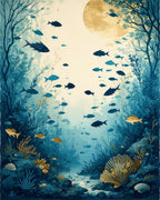 Deep Sea School of Fish Design Rug
