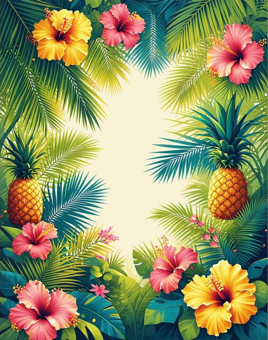 Tropical Floral Pineapple Jungle Design Rug