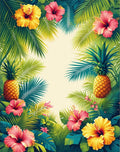 Tropical Floral Pineapple Jungle Design Rug