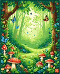 Enchanted Forest Butterfly Mushroom Design Rug