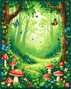 Enchanted Forest Butterfly Mushroom Design Rug