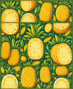 Tropical Citrus Fruit Collage Pattern Rug