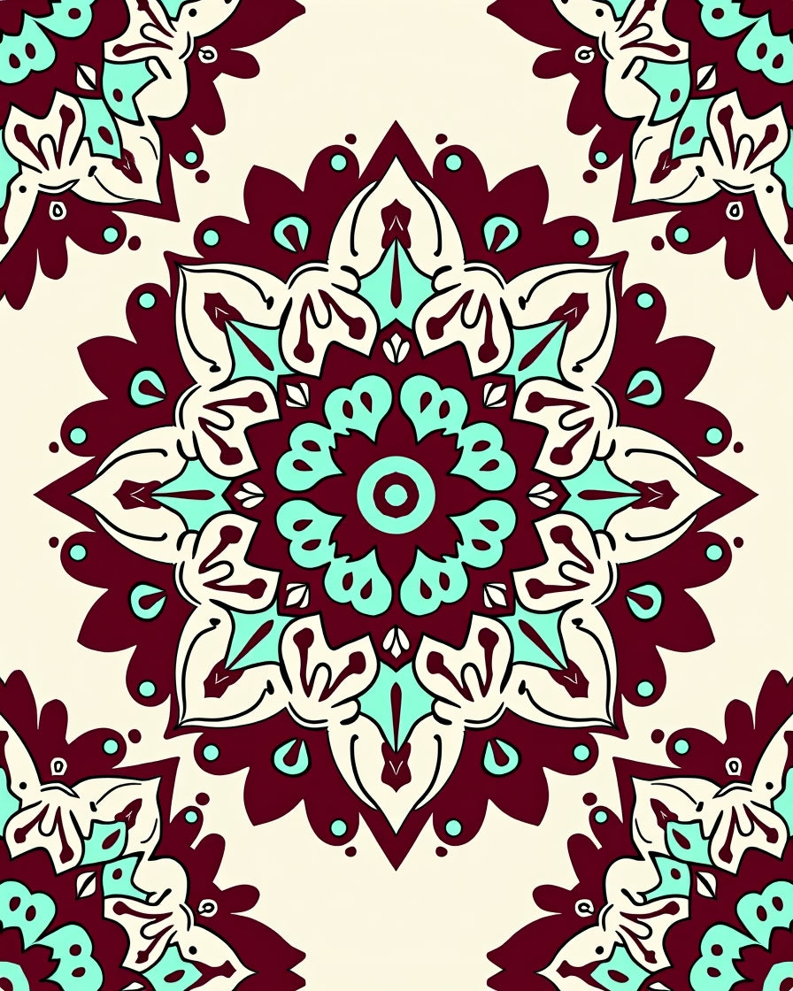 Ornate Mandala Floral Pattern Rug