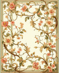 Vintage Floral Vine Swirl Design Rug