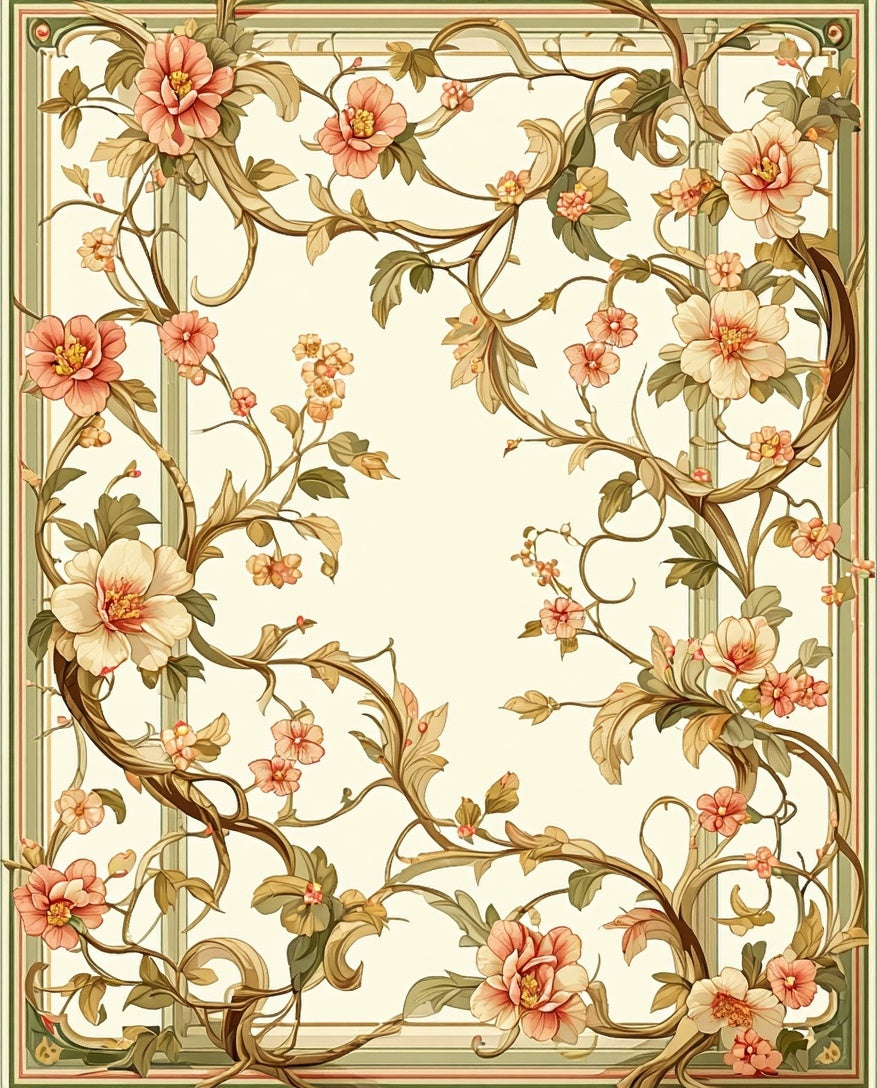 Vintage Floral Vine Swirl Design Rug