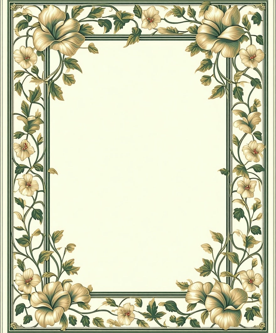 Floral Vine Detailed Frame Rug