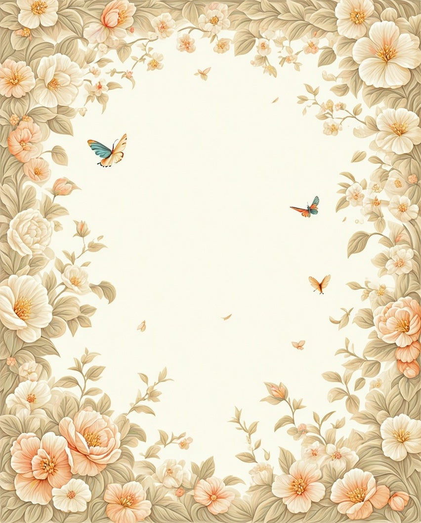 Whimsical Floral Butterfly Garden Rug