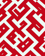 Bold Red Geometric Labyrinth Rug