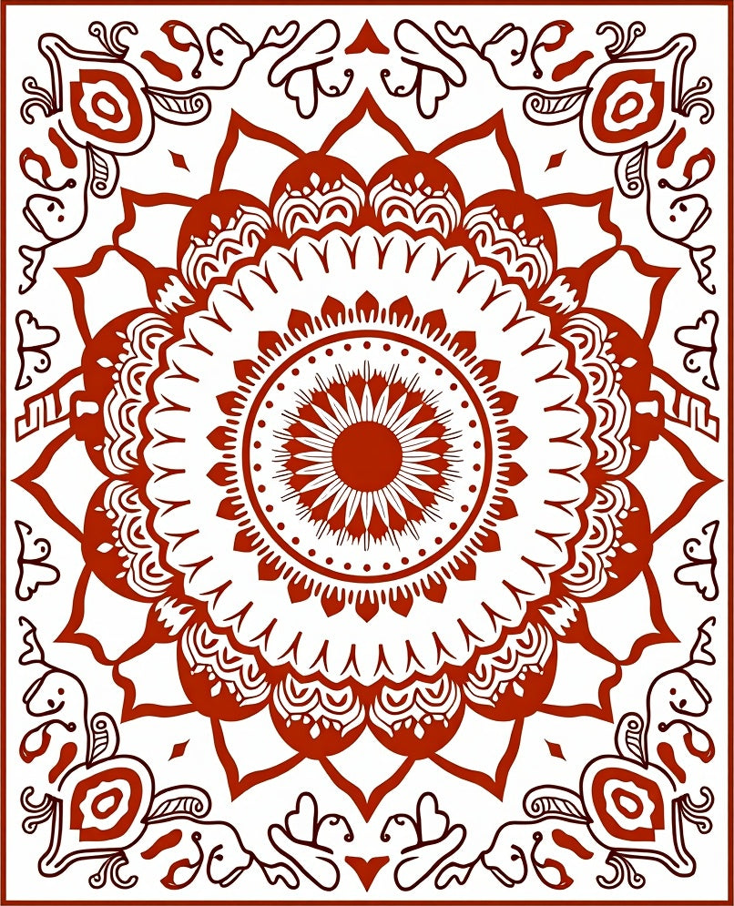 Intricate Mandala Blooming Floral Design Rug