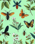 Vintage Insect Floral Botanical Design Rug