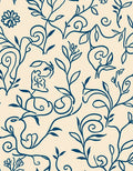 Navy Blue Floral Vine Design Rug