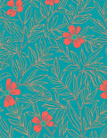 Teal Coral Floral Leaf Pattern Rug