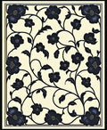 Elegant Black Floral Vine Pattern Rug