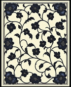 Elegant Black Floral Vine Pattern Rug