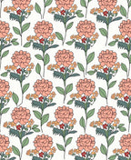 Coral Floral Botanical Pattern Rug