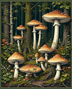 Enchanted Woodland Mushroom Pattern Rug